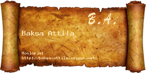 Baksa Attila névjegykártya
